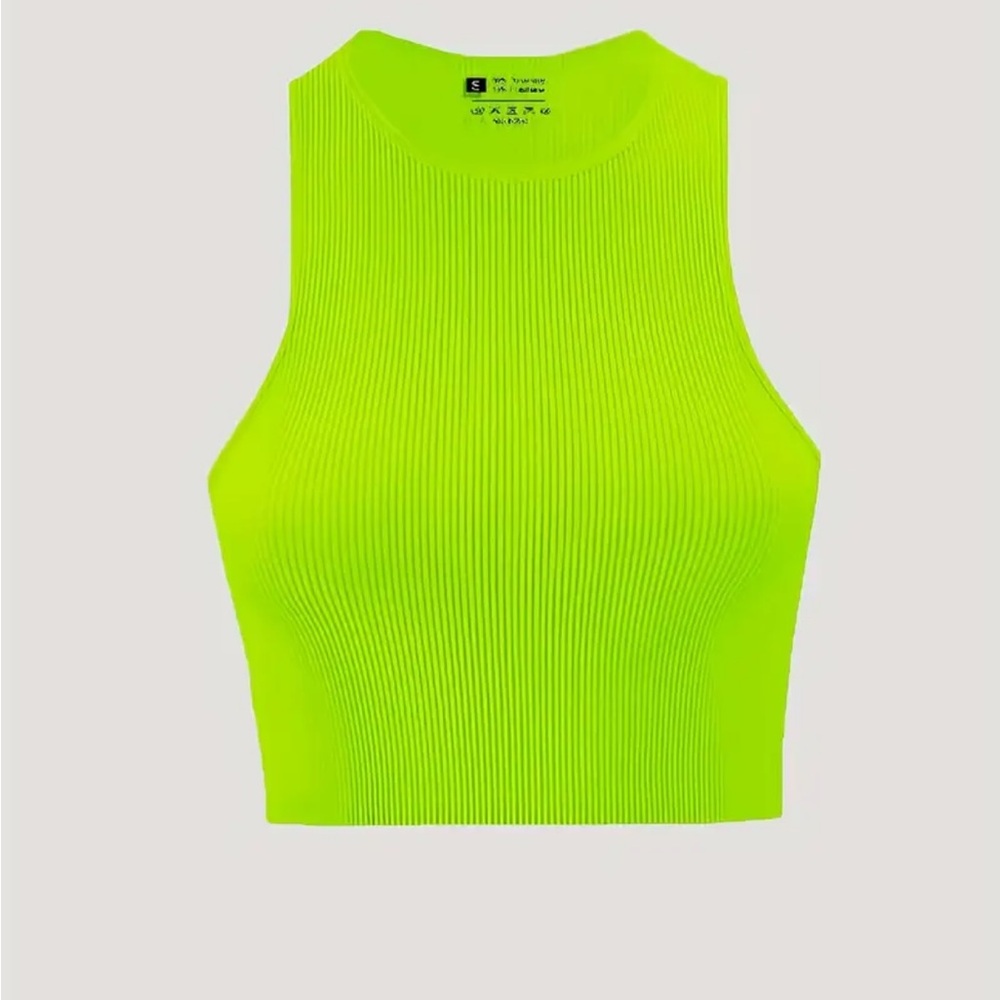 Neon Green Ribbed Sleeveless Top